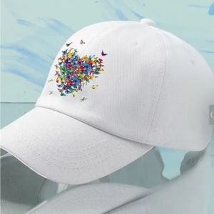 New White Butterfly Heart Ball Cap